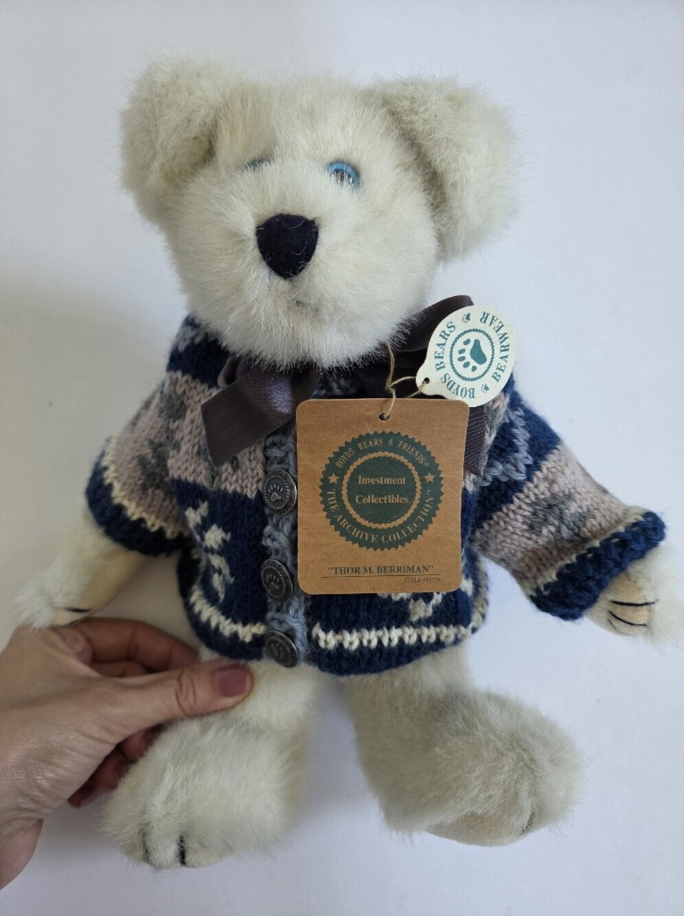 NWT VTG Boyds Bears Thor M Berriman Plush Blue Eyes Jointed 12" - Picture 2 of 8